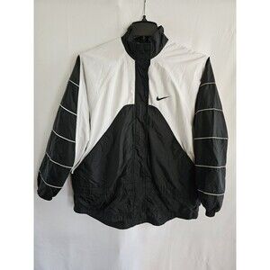 Nike Windbreaker Jacket Size Small 4-6 Black & White Zip Up Long Sleeve*